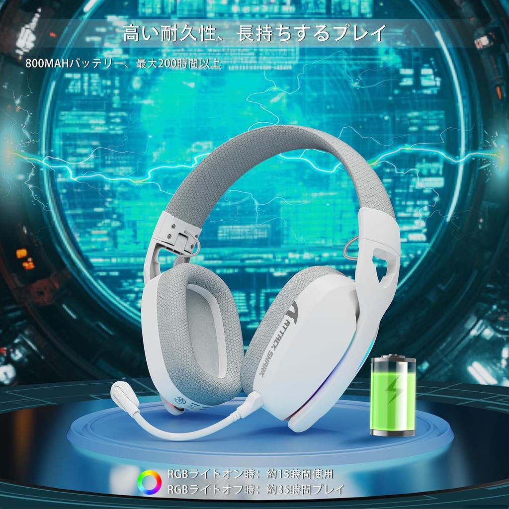 ATTACK SHARK L90 Gaming Connectivity Bluetooth Latency with Lightseed Surround 40mm Noise Detachable Up to 35 Hours of Continuous RGB Compatible with