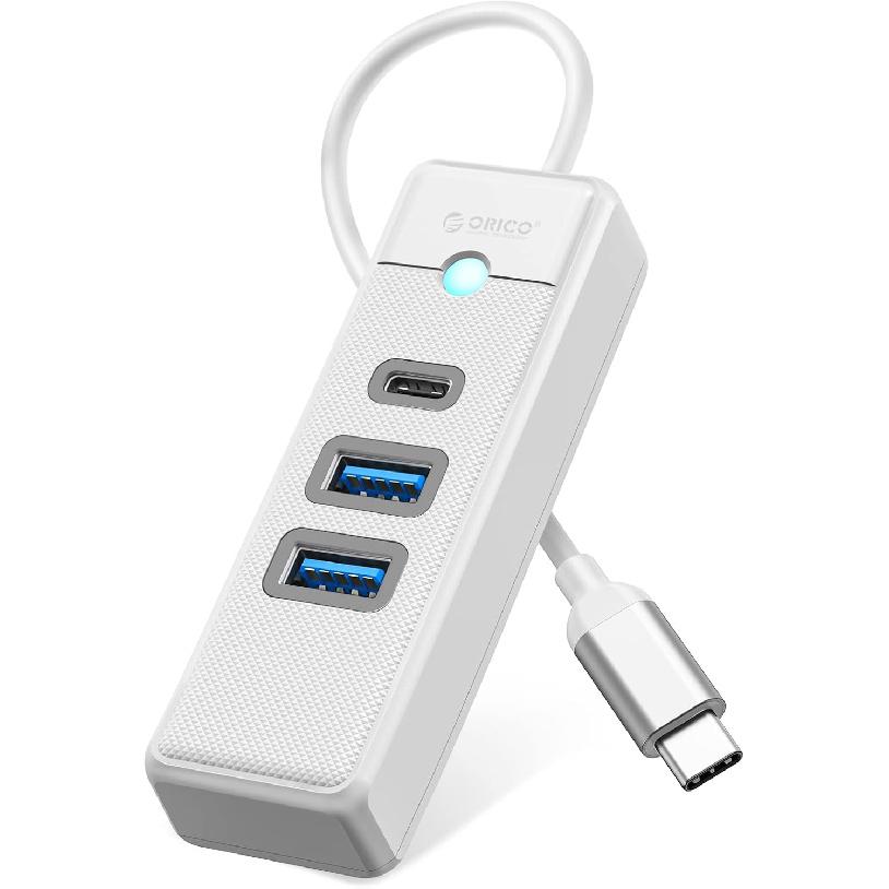 ORICO USB C Hub Adapter, 3 Ports (2 USB A/1 Type C) Docking Station with 15cm Cable, Compatible with Laptop Phone Tablet, Pink