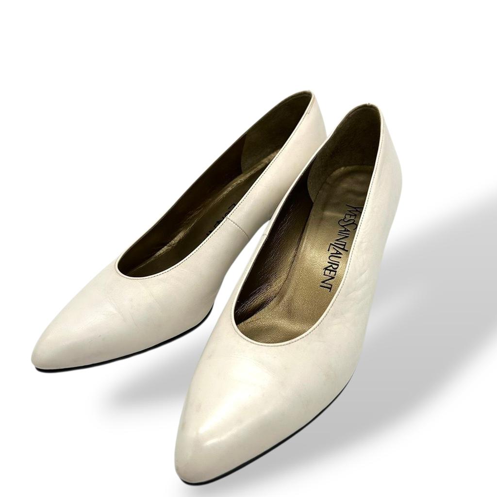 Туфли-лодочки YVES SAINT LAURENT из кожи цвета слоновой кости для женщин