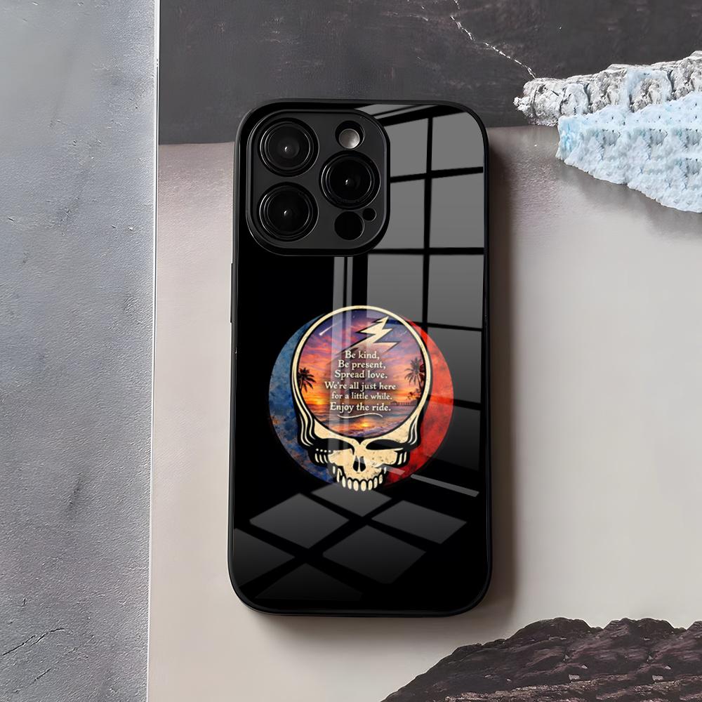 Hot Rock Band G-Grateful D-Dead Phone Case For IPhone 17 Air 16 E Pro Max 15 14 13 Mini 12 Pro 11 Max Plus Black Glass Cover