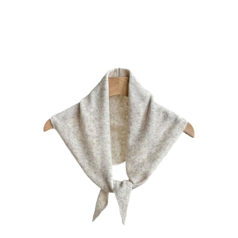 Solid Color Knitted Triangle Scarf Wool False Collar Sweet Cross Neckerchief Women