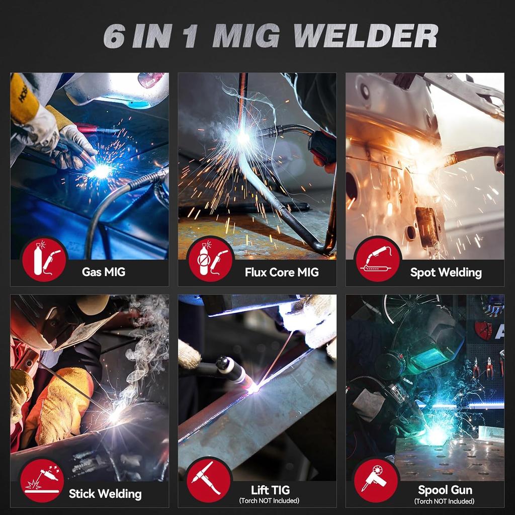ARCCAPTAIN European Standard MIG205Pro MIG Welder 205A 230V Aluminum 6 in 1 Professional Welder MIG Welding Machine