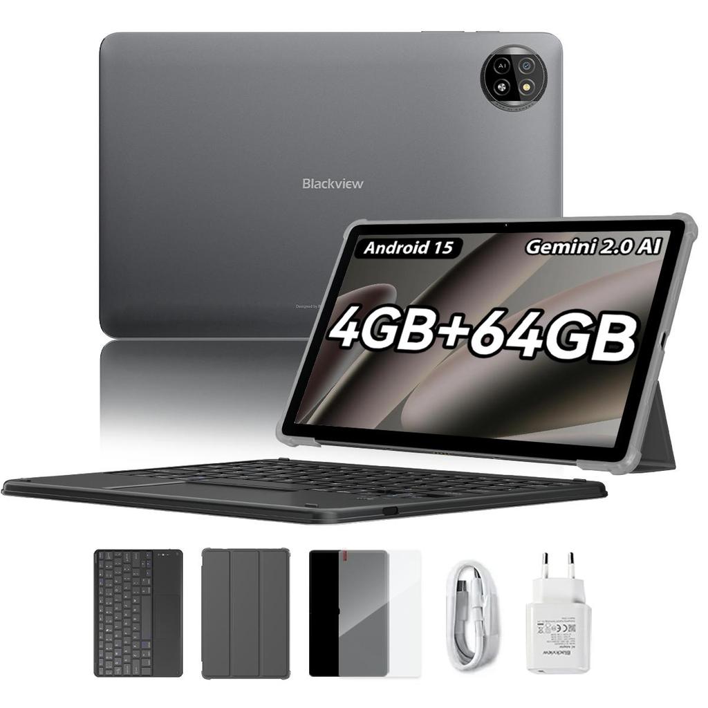 Blackview Планшет Tab 20 WiFi Android 15 10,1 дюйма 4 ГБ ОЗУ 64 ГБ ПЗУ Аккумулятор 6600 мАч Планшеты
