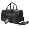Genuine Leather Boston Bag with Shoe Travel Cowhide Leather with Perfect for Golf Black Men's Compartment, 2-Way Carry-On Bag, Studs, Two-Night Trips,