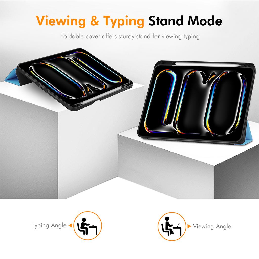 ENKAY HAT PRINCE Для iPad Pro 11 (2024) Трехсекционная подставка Чехол для планшета ПУ кожа+ТПУ Смарт-обложка с держателем для карандаша