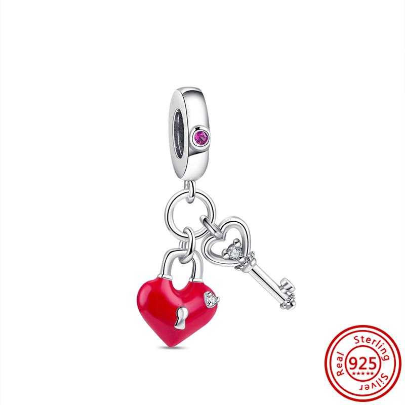 Распродажа 925 пробы серебряные бусины в форме сердца для замков, подвеска, подходит для оригинального браслета с подвесками, ювелирные изделия, подходящие для девушки, жены, подарок