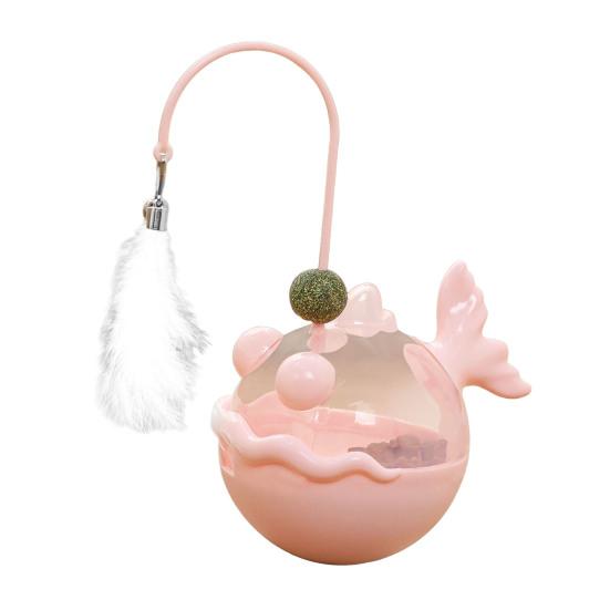 Interactive Cat Treat Dispenser Toy Puzzle Cat Tumble Spill Slow Feeder Kitten Teaser Wand Entertainment Toy for Indoor Cats