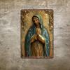 Винтажная металлическая табличка Дева Гваделупская, настенное искусство из алюминия в деревенском американском стиле, религиозная икона Марии