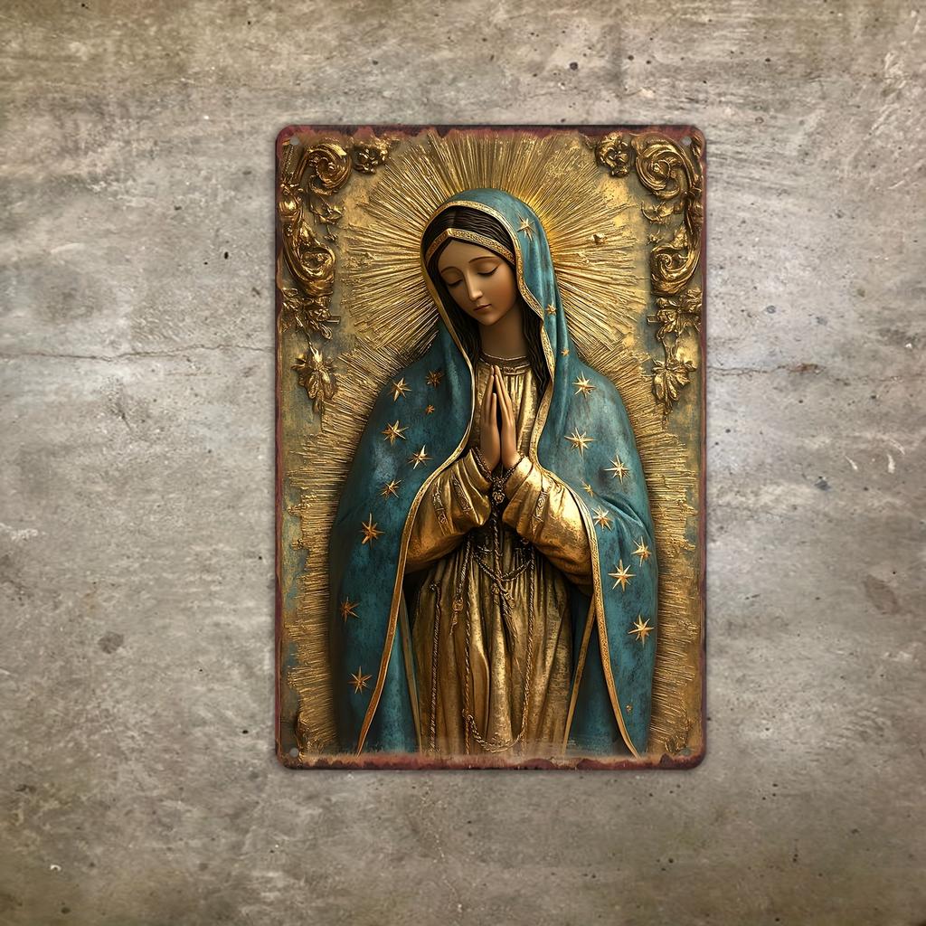 Винтажная металлическая табличка Дева Гваделупская, настенное искусство из алюминия в деревенском американском стиле, религиозная икона Марии