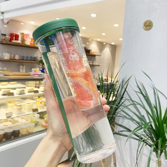 Стакан с соломинкой 700 мл со складной соломинкой, встроенным фильтром, отсеком для чая, легко