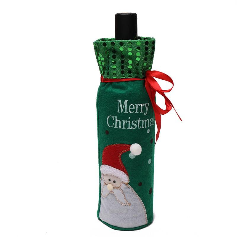 Christmas Decorations Embroidered Santa Snowman Wine Bottle Cover Gift Bag Sequin Sleeve Holiday Party Home