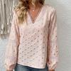 Women's Fashion Casual Polka Dot Print Long Sleeve V-Neck Blouses & Shirts