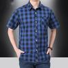 Summer Men Short Sleeve Shirt Streetwear Fashion Lapel Business Plaid Casual Tops Plus Size
