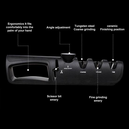 Регулируемая креативная точилка 4-в-1 с расширенной ручкой, удобная ручка, противоскользящая многофункциональная кухонная точилка, инструмент