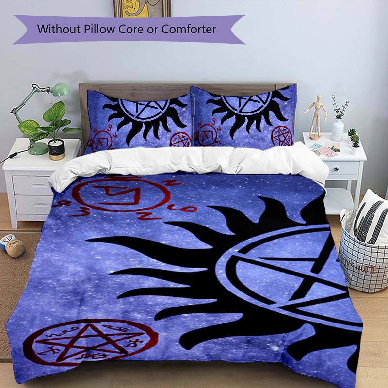 Supernatural 3pcs Bedding Set Duvet Cover Closure Includes 1 Duvet Cover & 2 Pillowcases for All Seasons Bedroom Home Dorm Decor