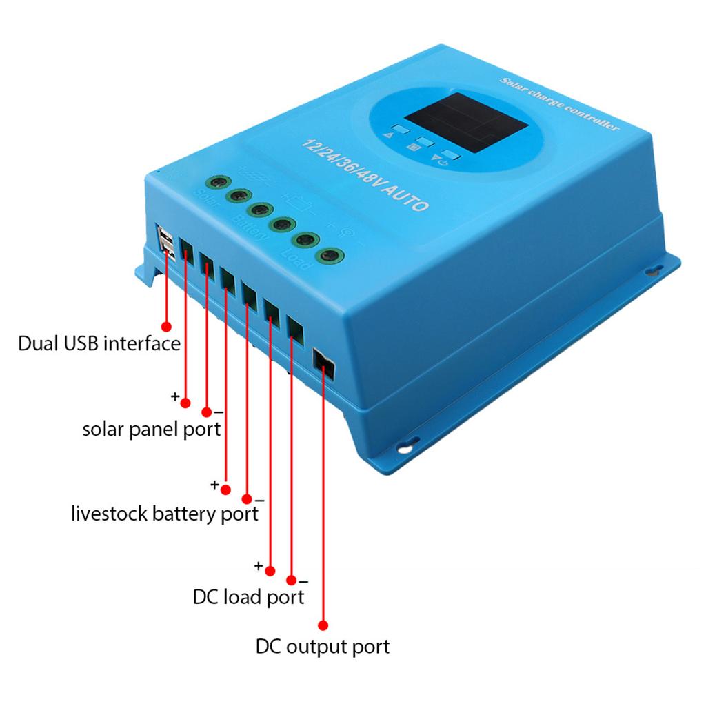 Контроллер заряда солнечной батареи MPPT 150A 12В 24В 36В 48В Автоматическая адаптация Контроллер заряда с ЖК-дисплеем с подсветкой
