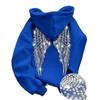 2026 Trendy Hoodie Loose Fit Rhinestone Wings Sweatshirt Casual Streetwear Teens Youth