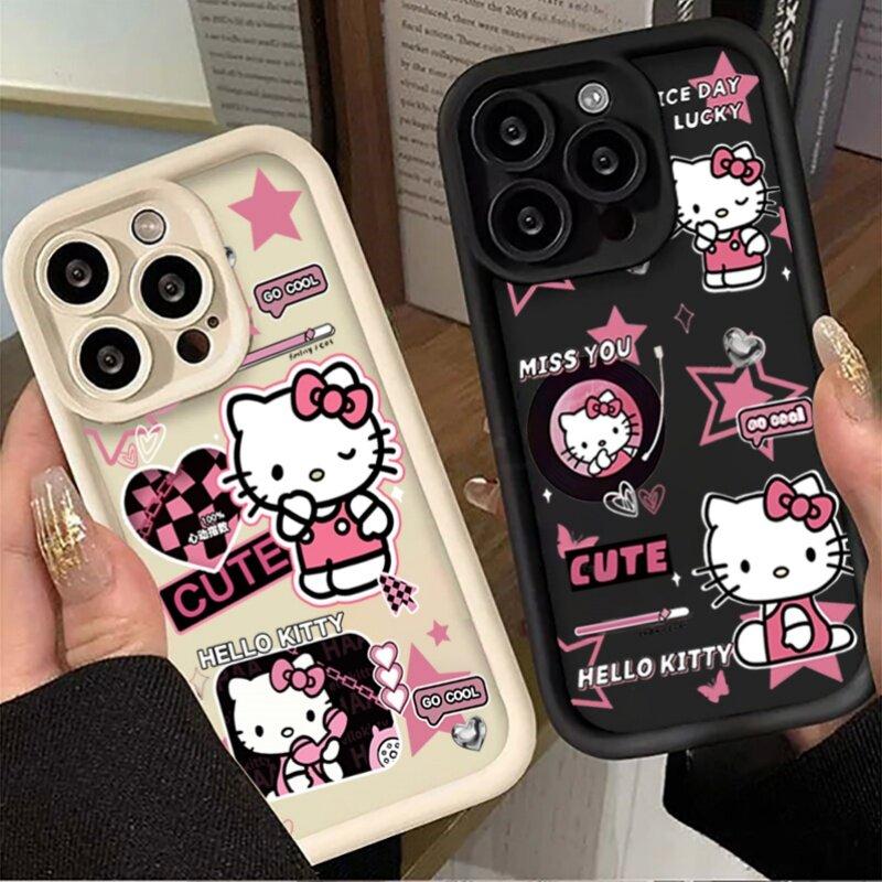 Милый Чехол-Граммофон Hello Kitty Для Google Pixel 7 8 9 Pro 7A 8A 5G 9 Pro XL Мягкий Силиконовый Y2K Ударопрочный Розовый Чехол