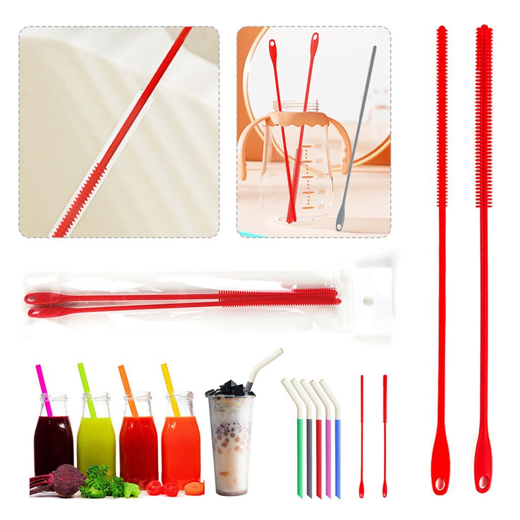 2шт силиконовая щетка для соломинок длинная щетка для чистки соломинок гибкие ершики для труб щетка для бутылок очиститель для питьевых бутылок соломинок