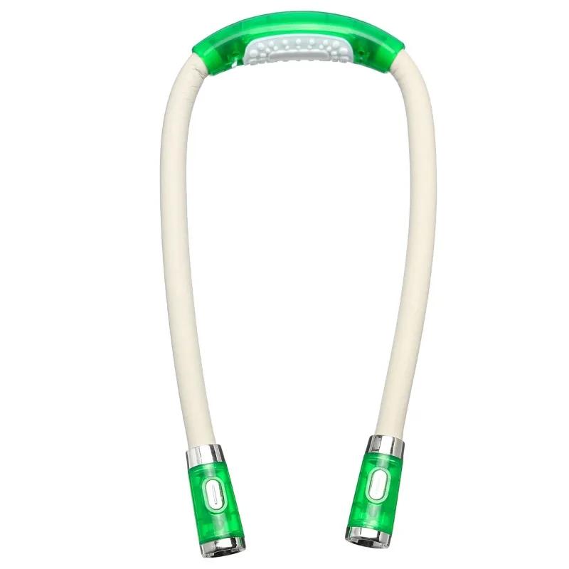 Светодиодный ночник на шею, гибкий светильник для вязания крючком, лампа для чтения без помощи рук, внутреннее освещение, 4 цвета, питание от батареек