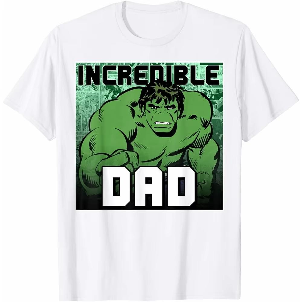Incredible Hulk Marvel TShirt Comic Dad Unisex Short Sleeve Solid Cotton Regular Fit Crew Neck Urban Top for Men Women Unisex