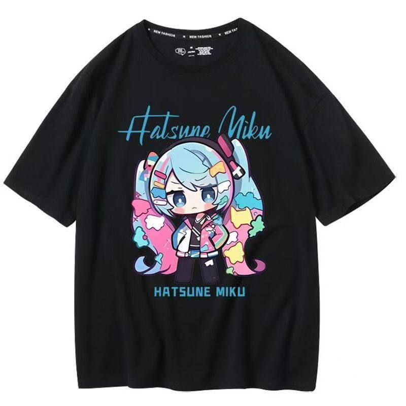 Chuyin Co Брендовые Соседнее Будущее MIKU Одежда для Боли Аниме Принт Короткий Рукав Хлопок Унисекс и Женские Свободные Футболки
