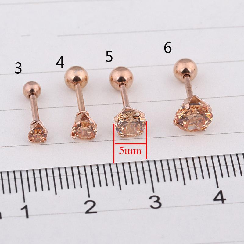 2Pcs Medical Titanium Steel Zircon Ear Studs Korean Girls Men's Diamond Earrings Fashion Ear Bone Studs