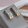 Kinel Rose Gold Color Square Drop Earrings For Women Green Zircon Vintage Earring