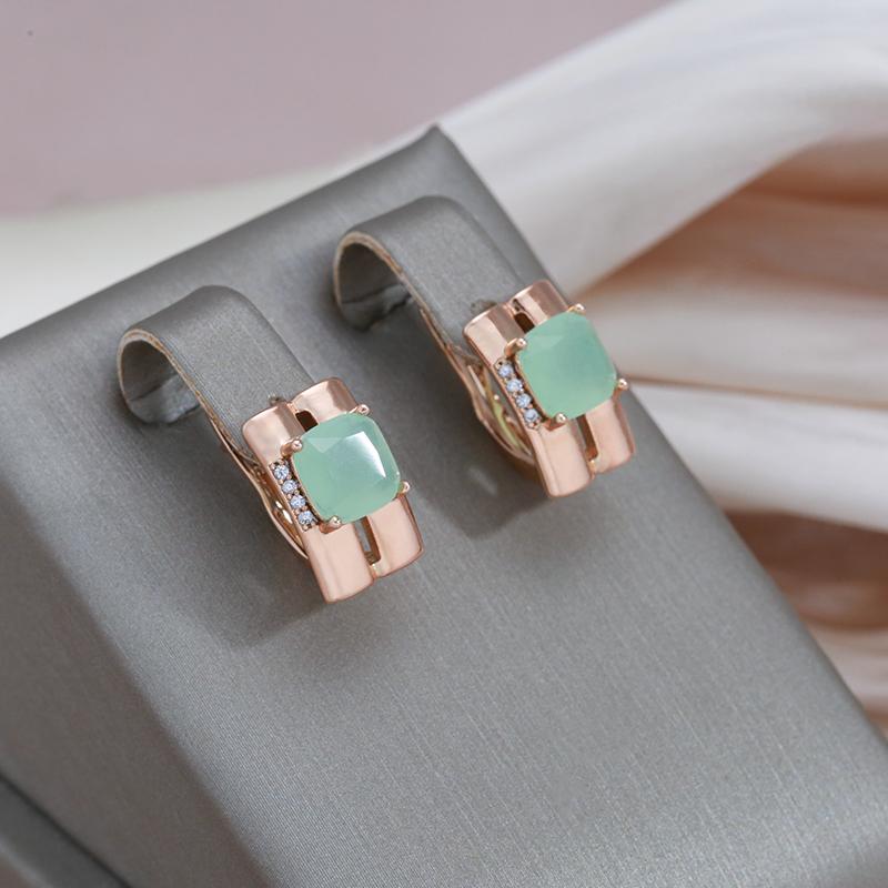 Kinel Rose Gold Color Square Drop Earrings For Women Green Zircon Vintage Earring