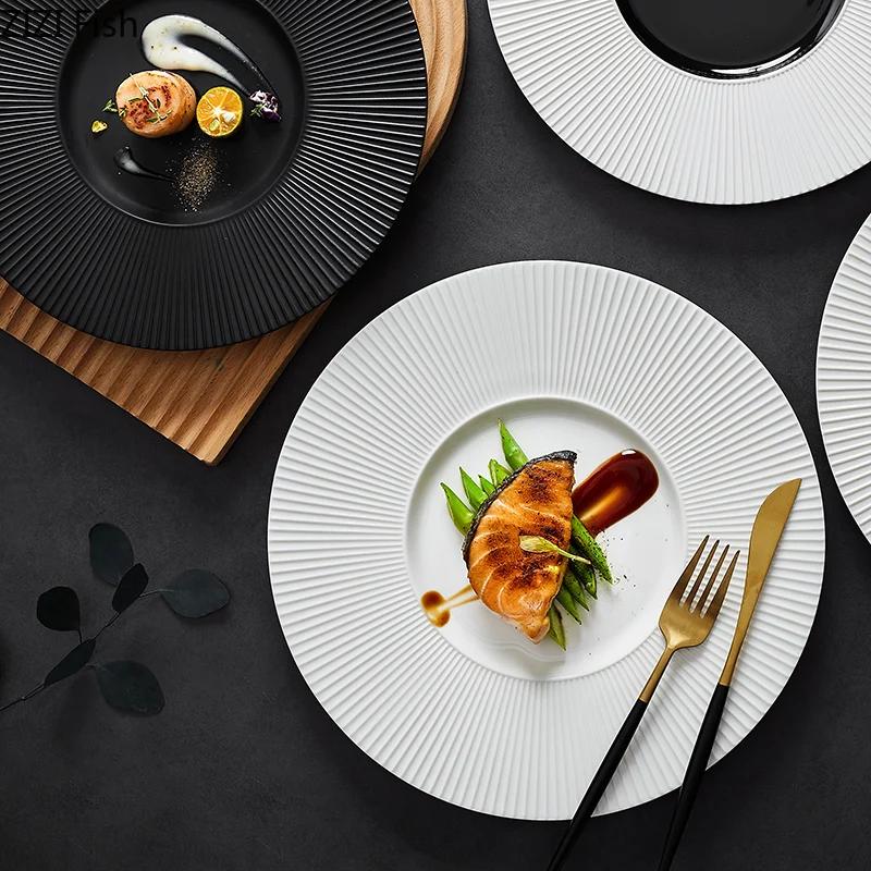 Minimalism Ceramic Main Dish Restaurant Western Food Steak Plate Creative French Pasta Plate Kitchen Porcelain Dinner Tableware