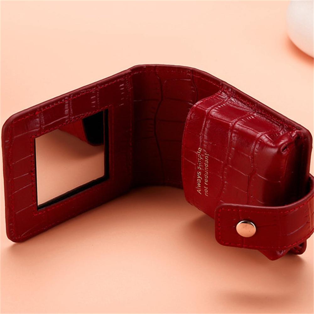 Сумка для губной помады из ПУ кожи, женская дорожная косметичка с зеркалом, маленькие сумки для хранения, портативная косметичка, мини-органайзер для туалетных принадлежностей, чехол
