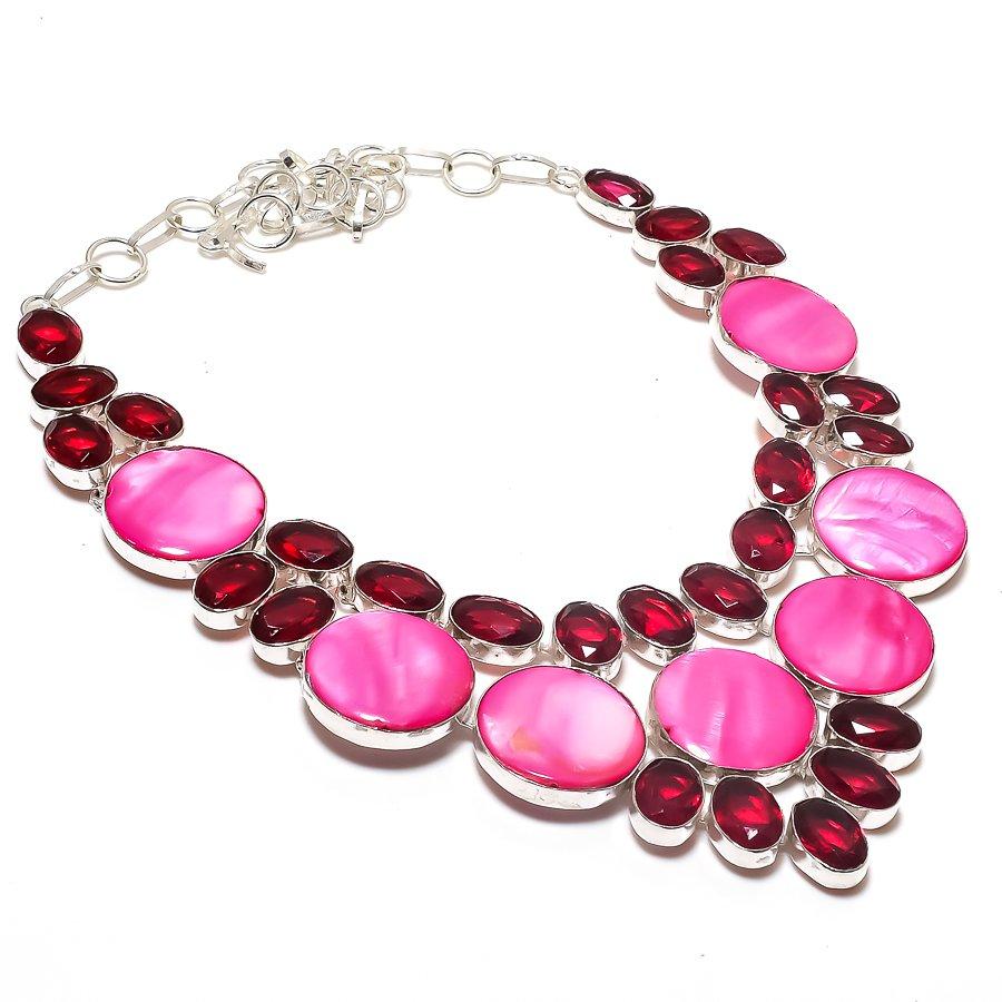 Ювелирные изделия из серебра 925 пробы с розовым перламутром и драгоценными камнями 18 дюймов t1y64