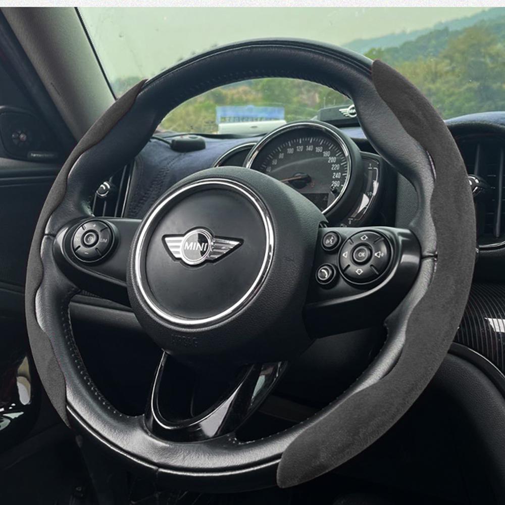 Car Steering Wheel Cover For Mini Cooper S One F54 F55 F56 R54 R55 R56 F60 Clubman Countryman Auto Suede Handle Accessories