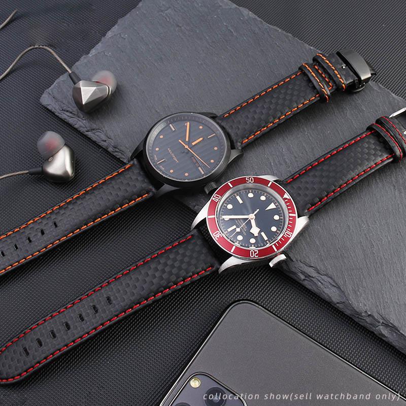 Универсальный ремешок для часов из углеродного волокна для MIDO Citizen Seiko Casio натуральная кожаный ремешок мужской 20 мм 22 мм 23 мм 24 мм Аксессуары для часов