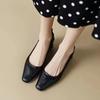 Fashion With Medium Heels Office Block Heel Square Chunky Shoes for Women Woman Pumps Toe Spring Summer 2025 Non Slip Luxury Brand Trend