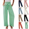 Женские повседневные брюки с широкими штанинами и карманами, легкие свободные брюки с высокой талией и завязками