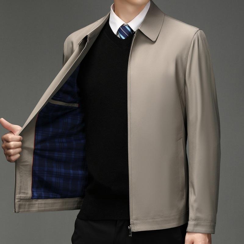 Мужская весенне-осенняя новая куртка для мужчин среднего возраста с тонкими лацканами для мужчин среднего возраста и пожилых людей, деловая повседневная мужская куртка для папы