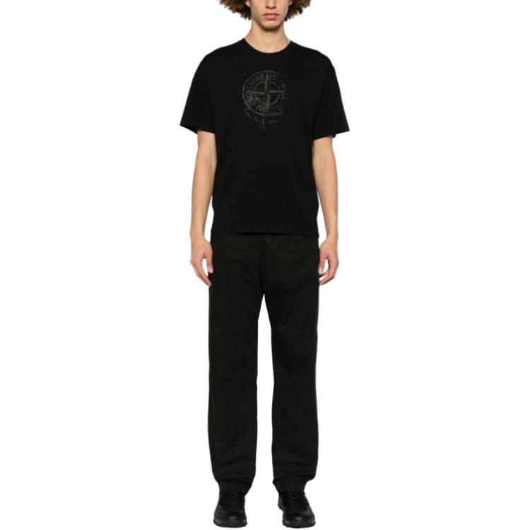 STONE ISLAND Футболка Compass Черная Унисекс Топы 80152RC87-V0029