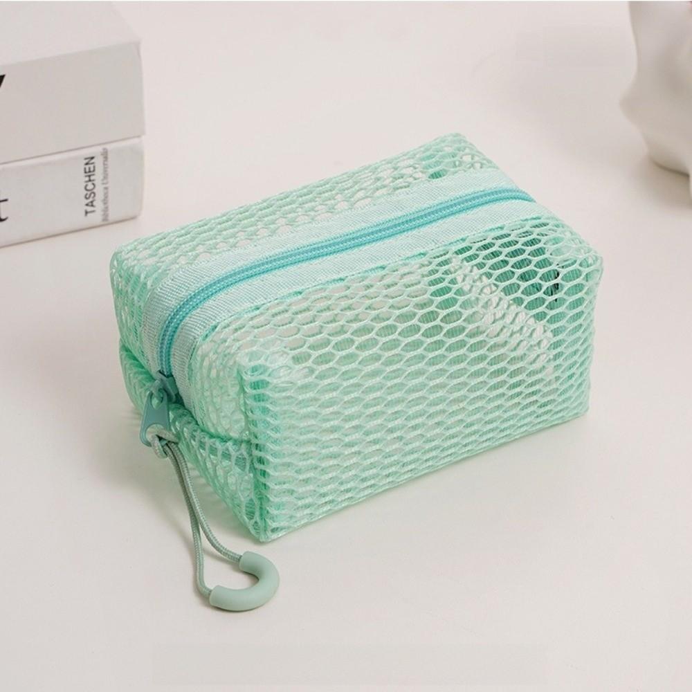 Large Capacity Lipstick Key Storage Pouch Mesh Zipper Coin Purse Portable Cosmetic Bag