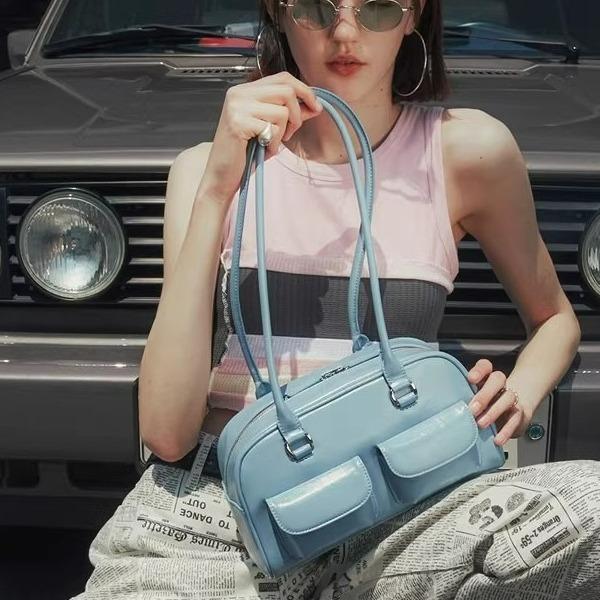 Женская сумка через плечо с множеством карманов и карманами под мышками из высококачественной вощеной кожи, дорожная, для боулинга, портативная, новая