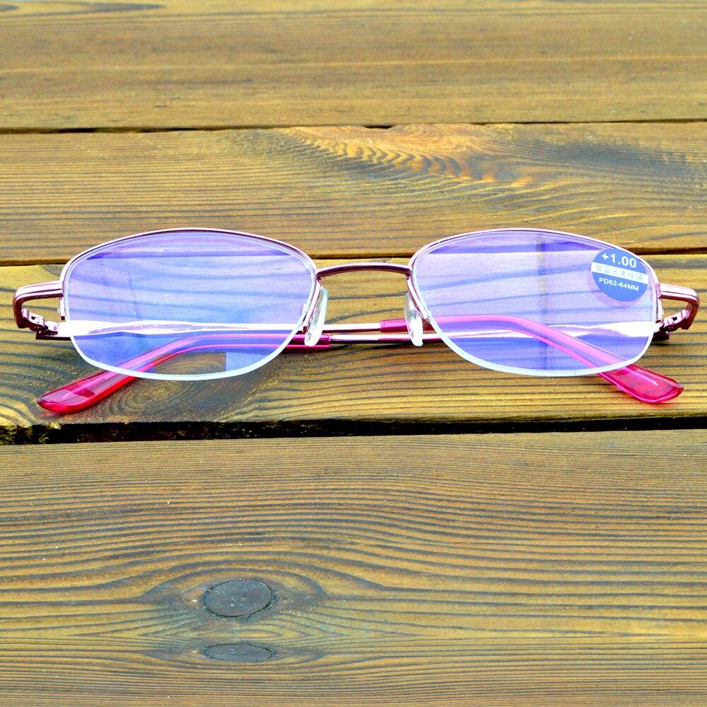 Женские очки для чтения, розовая полуоправа из титанового сплава, 12-слойное покрытие, простые очки для чтения +0,75 +1 +1,25 +1,5 +1,75 +2 от +2,5 до +4