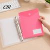Push-type Round Buckle Folder Clear Poly Envelope Binders Pocket Insert with Hook And Loop Closure, Plastic Document Storage Documents File
