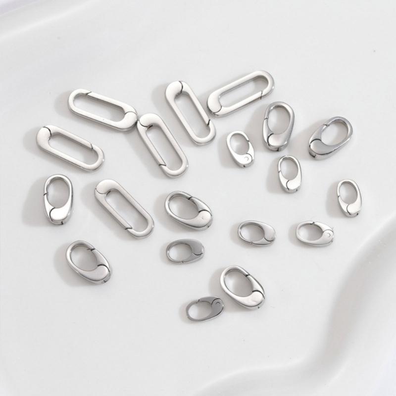 Набор из 9 элегантных овальных застежек-карабинов из нержавеющей стали, застежки для ювелирных изделий, надежное пружинное кольцо, застежка для аксессуаров