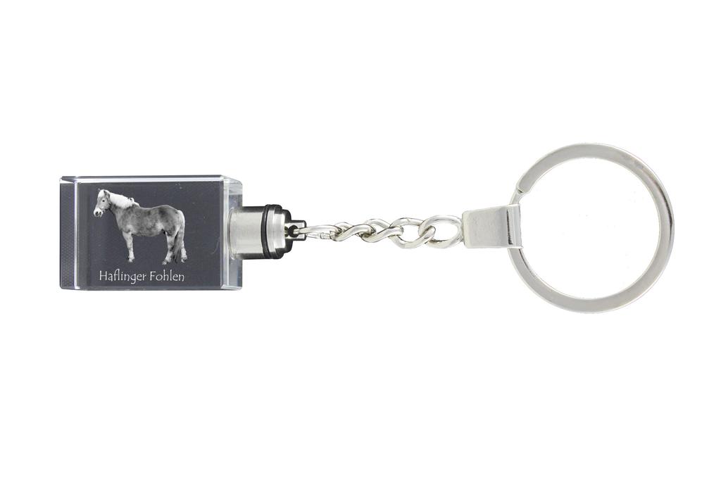 Haflinger Fohlen - Crystal Pendant with Photo of a Horse, Illuminated Pendant, Unique Gift by Art-Dog Brand