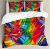 Rainbow Duvet Cover Set,Colorful Abstract Geometric Pattern with Triangle Polygon and Other Shapes Rainbow Bedding Set King Size