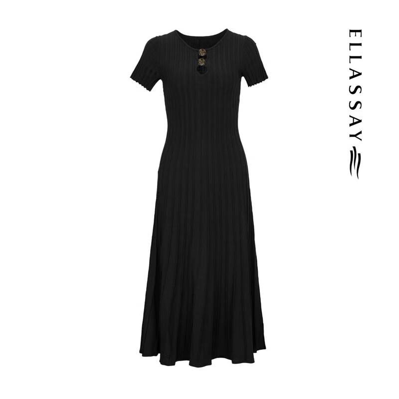 ELLASSAY Women's Hollow Knit A-Line Midi Dress