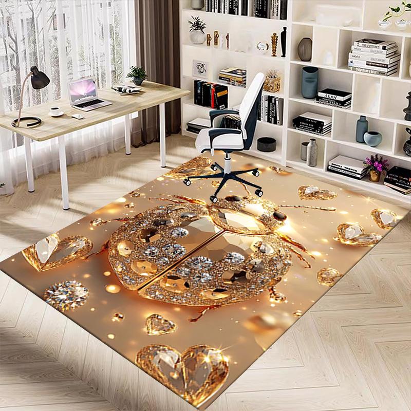 1PC Golden Ladybug Diamonds Extra Large Non Slip Floor carpet, Office, family, bedroom Large Area Rug Indoor Rugs, Vibrant Colors