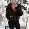 Women's Fashion Casual Hooded  Zipper Prokets Solid Long Sleeve Plush Coat