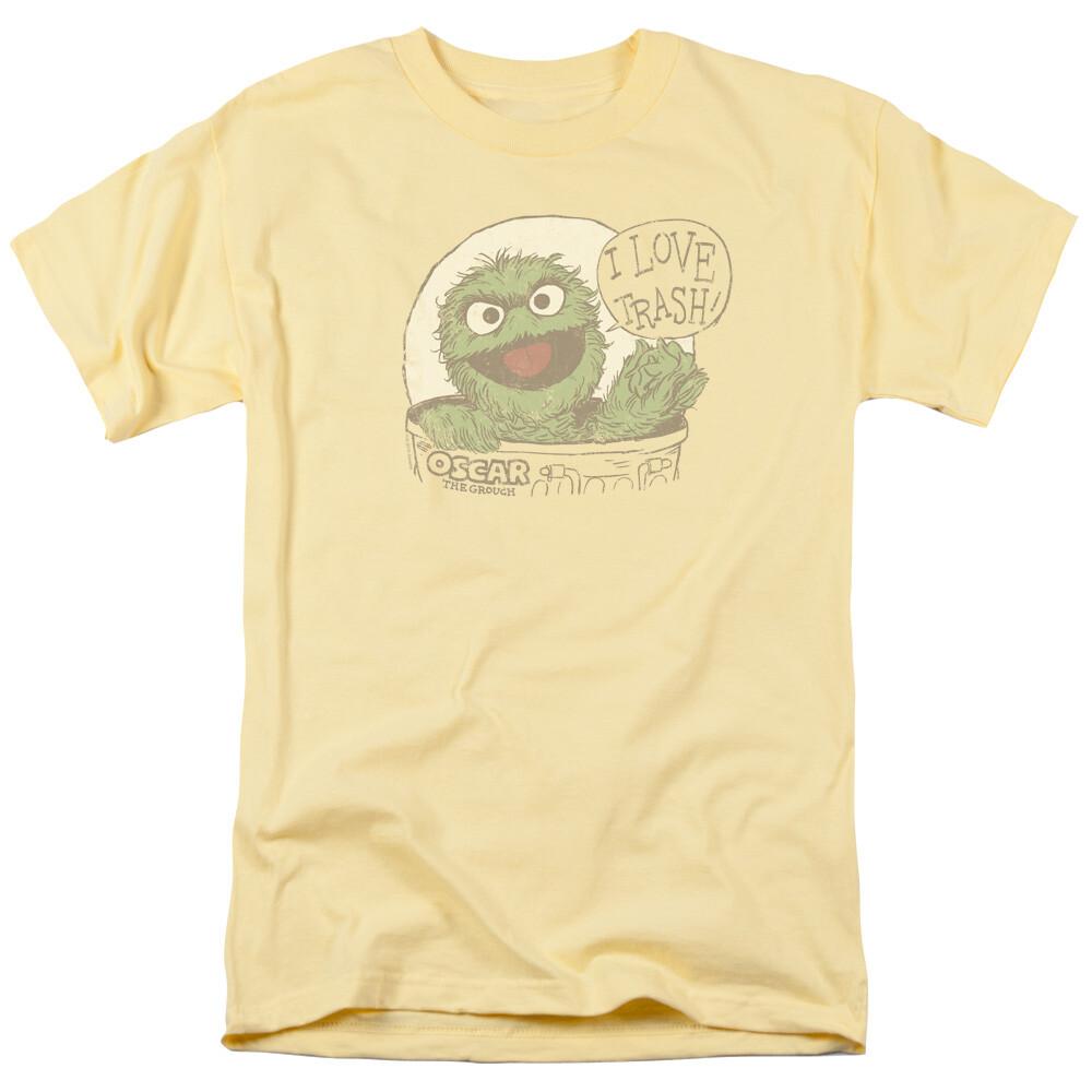 Sesame Street I Love Trash T Shirt Mens Licensed Classic TV Oscar Grouch Banana