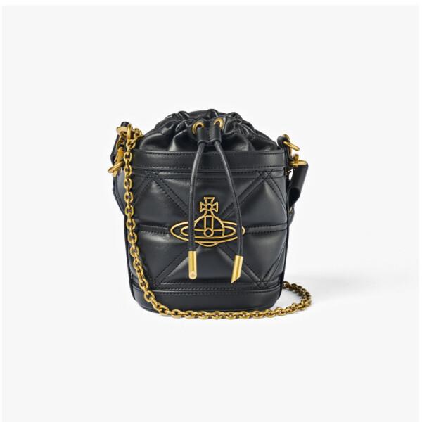 Vivienne Westwood Small Bucket Shoulder Bag Kitty Nappa Quilted 4c030009w L006u